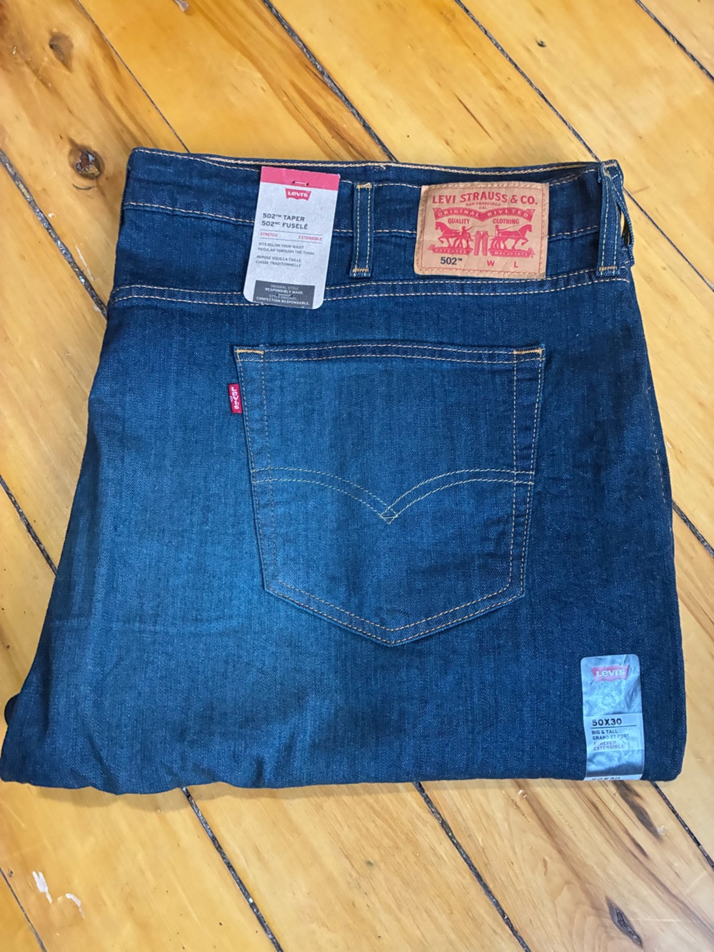 NWT Levi's 502 Taper Stretch Jeans Big & Tall 50 x 30